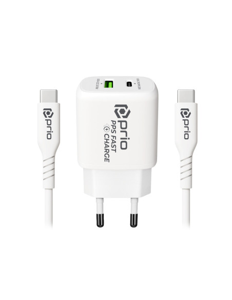 PRIO Charging & Data Transfer Set (30W Charger + USB C - USB C cable) white